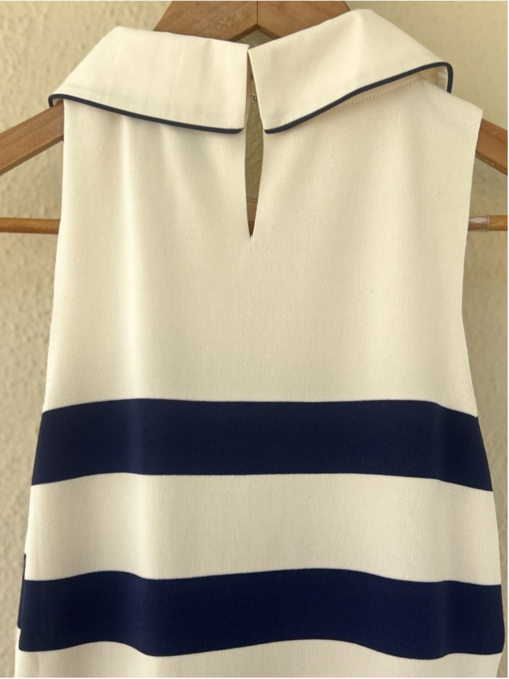 Tuckernuck Ivory Stripe Marina Midi Dress Medium Collared Coastal Nautical Prep - Picture 8 of 10